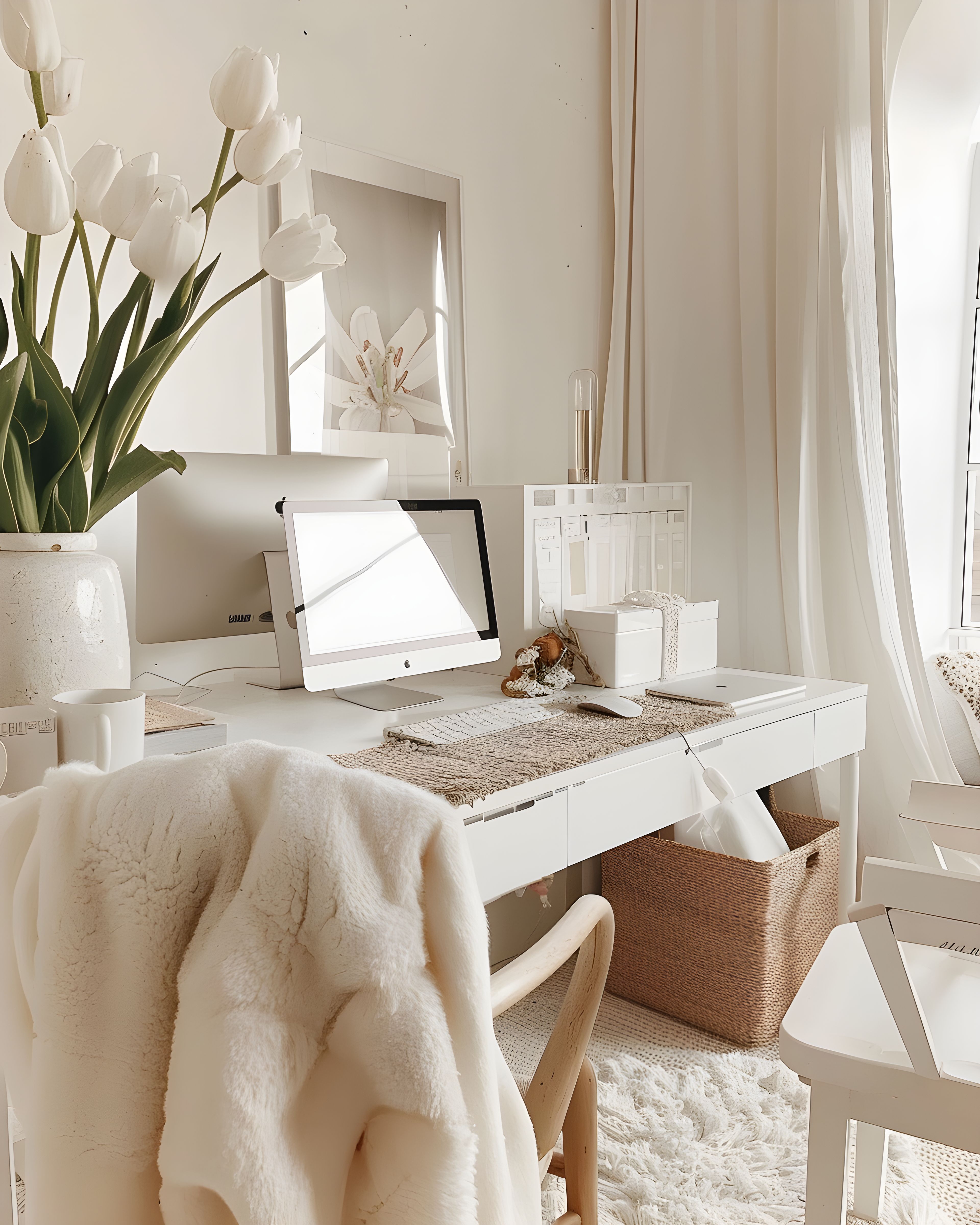 Calm neutral workspace for web design guidance