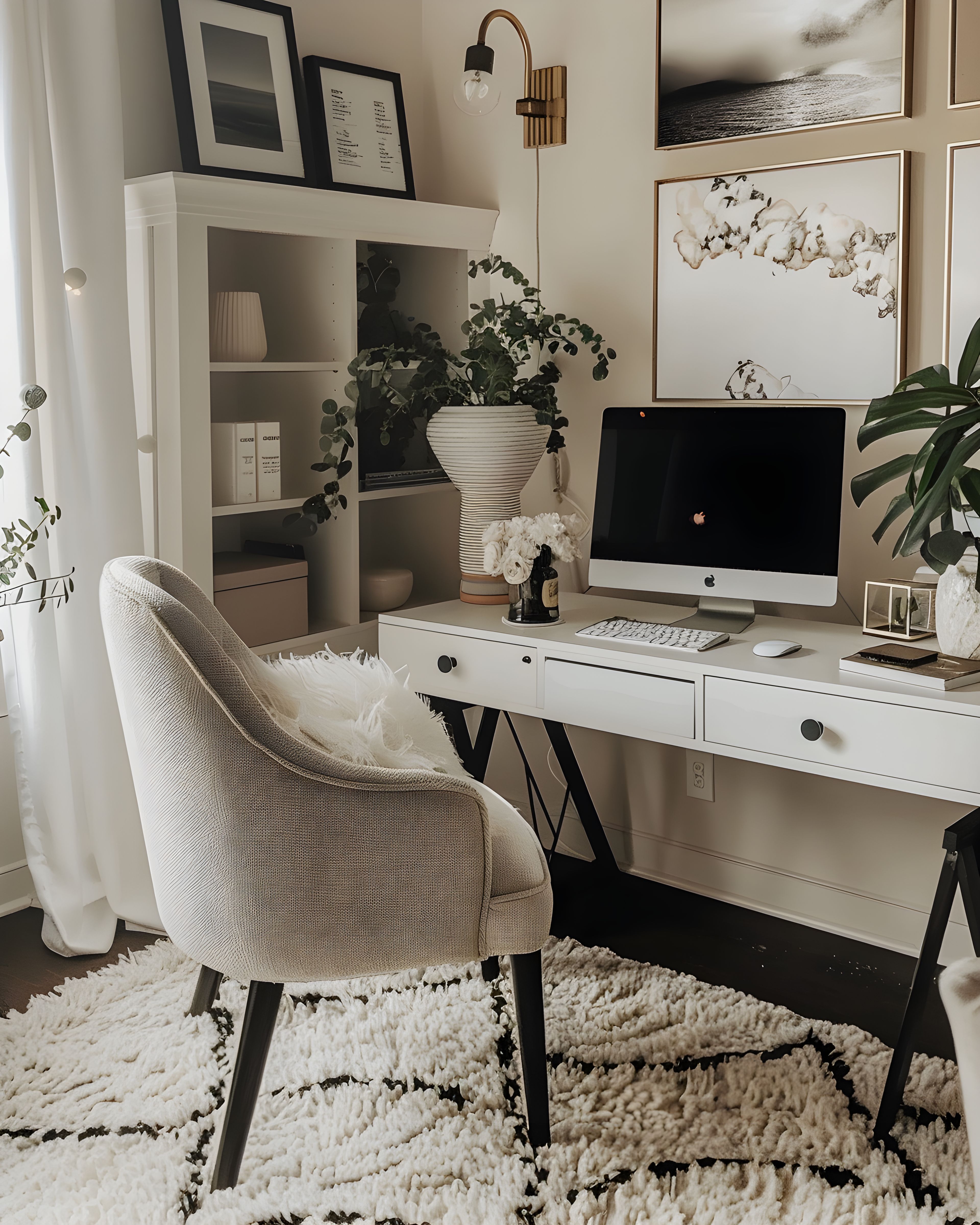 Calm neutral workspace for web design guidance