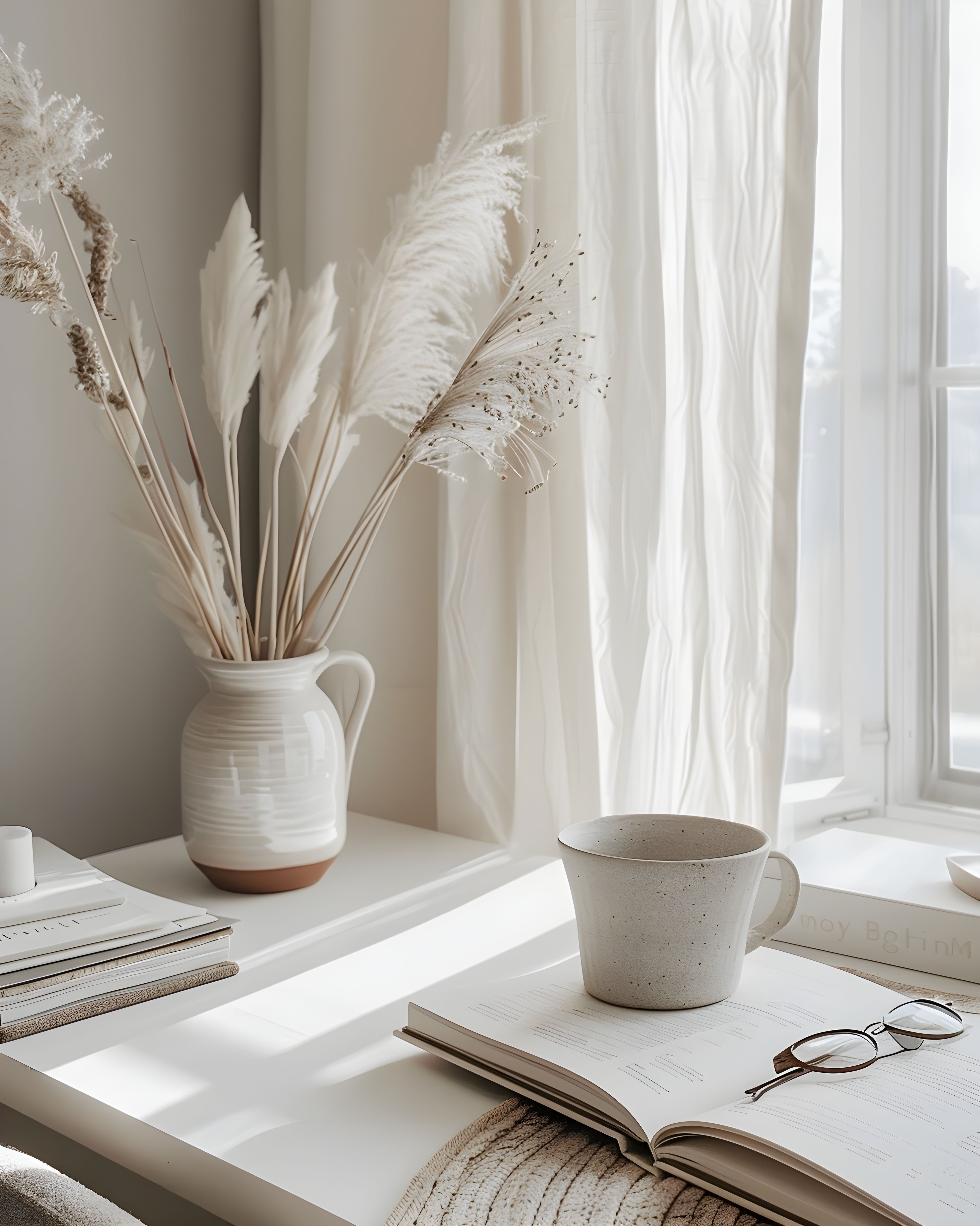 Calm neutral workspace for web design guidance
